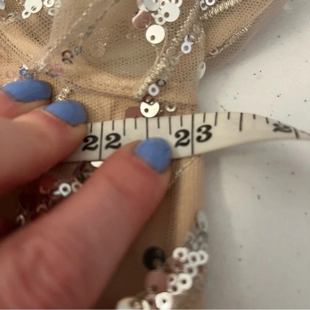 MAC DUGGAL 67859 dress maxi tan nude plus size 16 sequin wedding formal long NWT - Picture 13 of 15